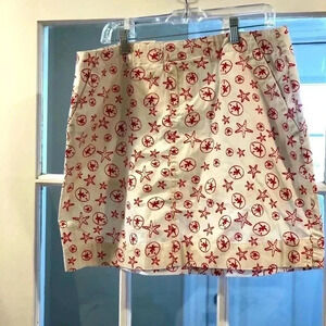 Nantucket Brand red/white nautical themed skirt with side pockets.  Size 12
